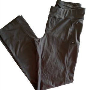 ROYAL ROBBINS Women’s Sz M Leggings Gray Stretch Outdoor Logo Zipper Pockets